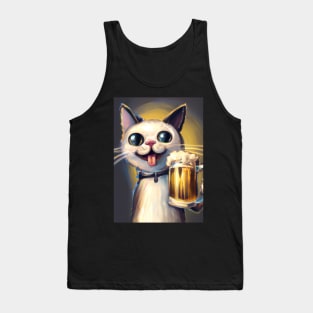 Happy Cat with Beer Tank Top